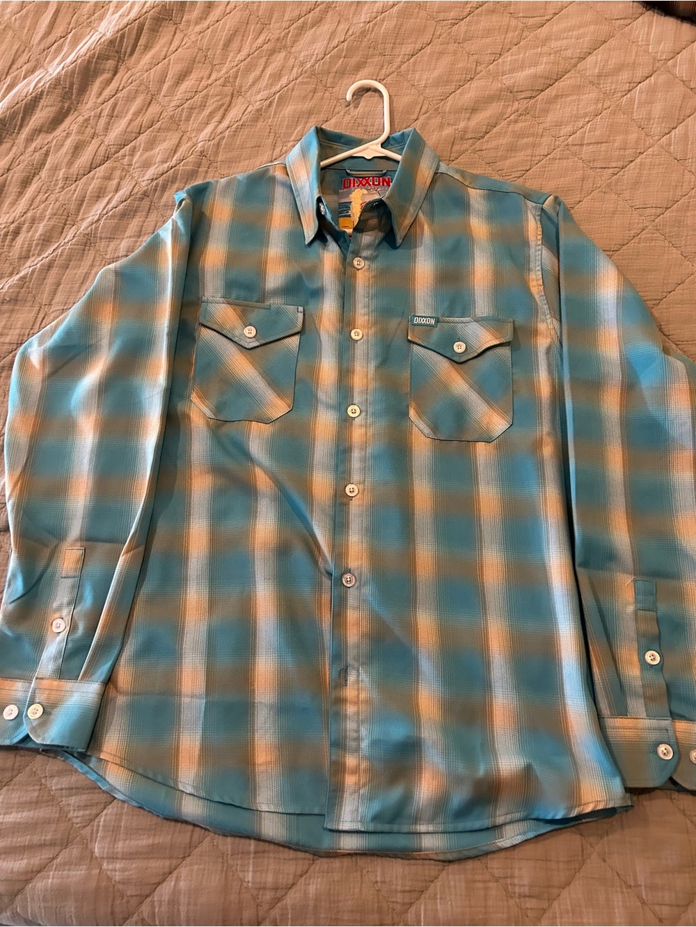 DIXXON Blue and Tan Plaid Men's Button-Down Shirt